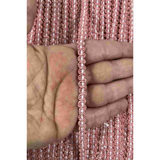 Koyu Pudra Beyaz Chainora Premium Zincir Form Dokuma Dekoratif Şerit &ndash; 1 Metre-CHAINORA-15