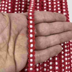 Kırmızı Beyaz Chainora Premium Zincir Form Dokuma Dekoratif Şerit &ndash; 1 Metre-CHAINORA-16