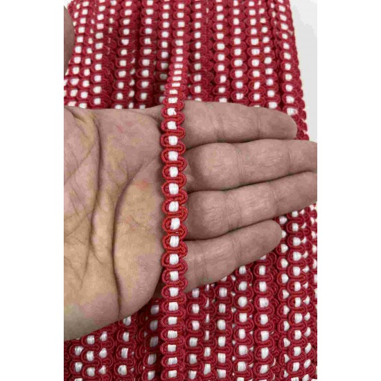 Kırmızı Beyaz Chainora Premium Zincir Form Dokuma Dekoratif Şerit &ndash; 1 Metre-CHAINORA-16