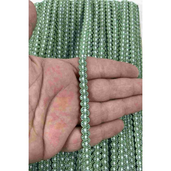 Yeşil Beyaz Chainora Premium Zincir Form Dokuma Dekoratif Şerit &ndash; 1 Metre-CHAINORA-18