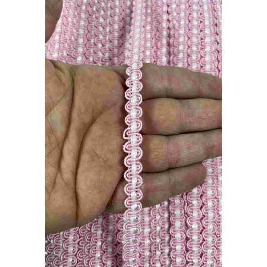 Pembe Beyaz Chainora Premium Zincir Form Dokuma Dekoratif Şerit &ndash; 1 Metre-CHAINORA-19