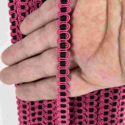 Fuşya Siyah Chainora Premium Zincir Form Dokuma Dekoratif Şerit &ndash; 1 Metre-CHAINORA-2