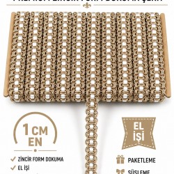 Vizon Beyaz Chainora Premium Zincir Form Dokuma Dekoratif Şerit &ndash; 1 Metre-CHAINORA-20