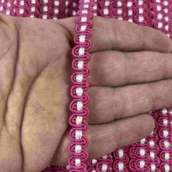 Fuşya Beyaz Chainora Premium Zincir Form Dokuma Dekoratif Şerit &ndash; 1 Metre-CHAINORA-23