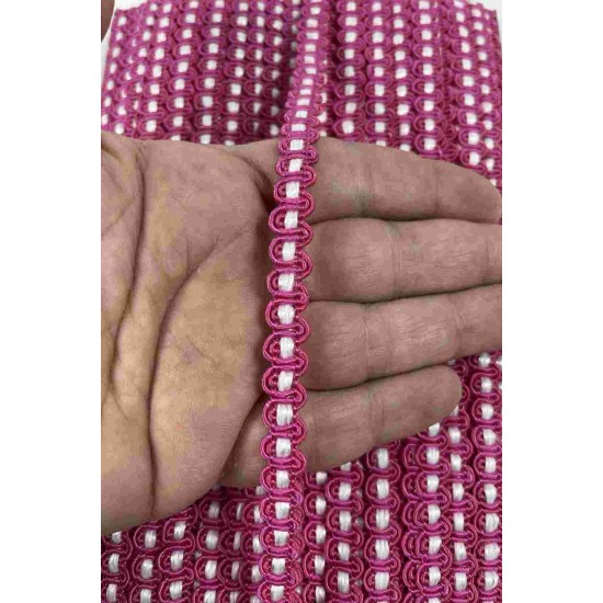 Fuşya Beyaz Chainora Premium Zincir Form Dokuma Dekoratif Şerit &ndash; 1 Metre-CHAINORA-23