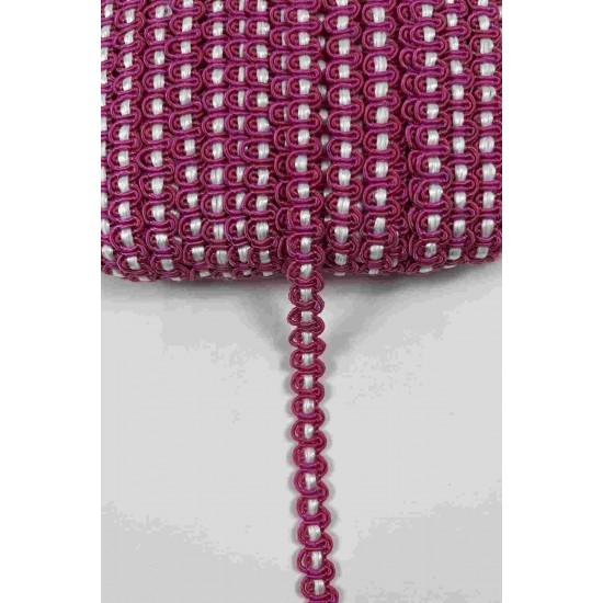 Fuşya Beyaz Chainora Premium Zincir Form Dokuma Dekoratif Şerit &ndash; 1 Metre-CHAINORA-23