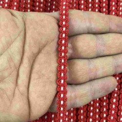 Kırmızı Beyaz Chainora Premium Zincir Form Dokuma Dekoratif Şerit &ndash; 1 Metre-CHAINORA-25