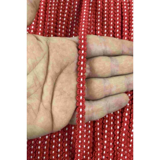 Kırmızı Beyaz Chainora Premium Zincir Form Dokuma Dekoratif Şerit &ndash; 1 Metre-CHAINORA-25