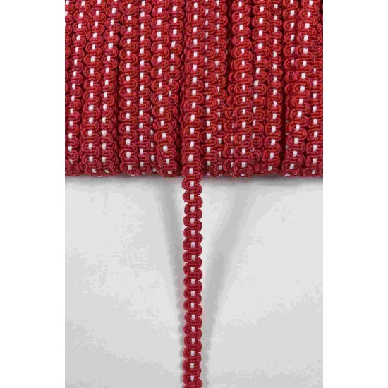 Kırmızı Beyaz Chainora Premium Zincir Form Dokuma Dekoratif Şerit &ndash; 1 Metre-CHAINORA-25