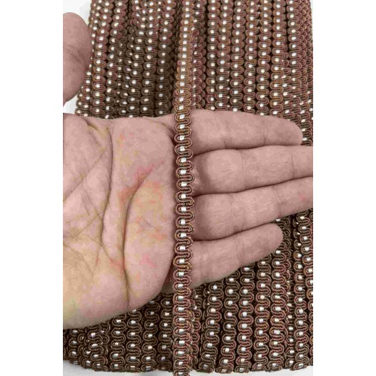 Kahverengi Beyaz Chainora Premium Zincir Form Dokuma Dekoratif Şerit &ndash; 1 Metre-CHAINORA-26