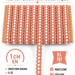 Yavruağzı Beyaz Chainora Premium Zincir Form Dokuma Dekoratif Şerit &ndash; 1 Metre-CHAINORA-27