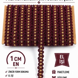 Bordo Gold Chainora Premium Zincir Form Dokuma Dekoratif Şerit &ndash; 1 Metre-CHAINORA-28