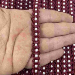 Bordo Beyaz Chainora Premium Zincir Form Dokuma Dekoratif Şerit &ndash; 1 Metre-CHAINORA-29