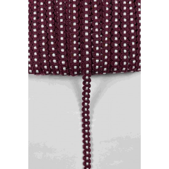 Bordo Beyaz Chainora Premium Zincir Form Dokuma Dekoratif Şerit &ndash; 1 Metre-CHAINORA-29