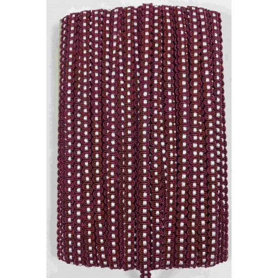 Bordo Beyaz Chainora Premium Zincir Form Dokuma Dekoratif Şerit &ndash; 1 Metre-CHAINORA-29