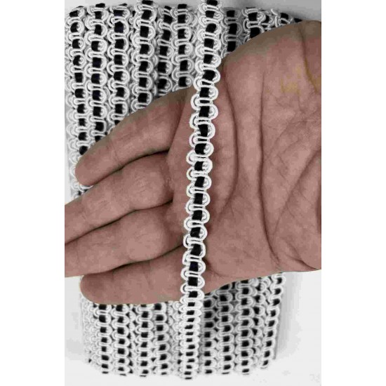 Krem Siyah Chainora Premium Zincir Form Dokuma Dekoratif Şerit &ndash; 1 Metre-CHAINORA-3