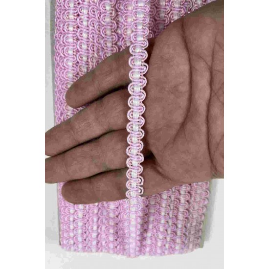 Bebe Pembe Beyaz Chainora Premium Zincir Form Dokuma Dekoratif Şerit &ndash; 1 Metre-CHAINORA-4