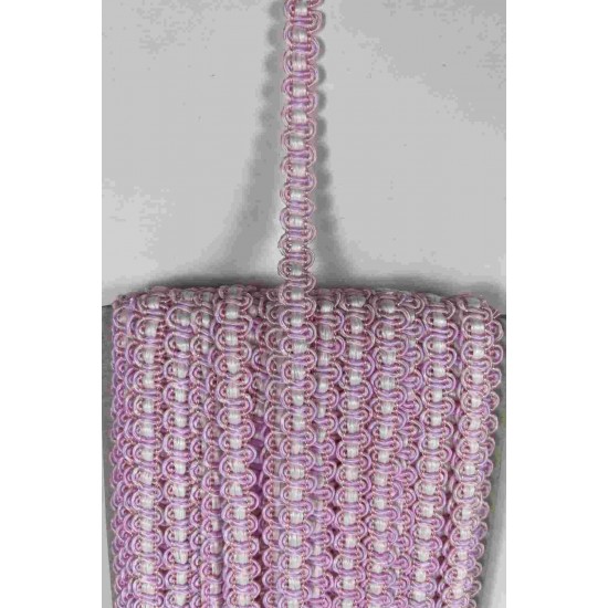 Bebe Pembe Beyaz Chainora Premium Zincir Form Dokuma Dekoratif Şerit &ndash; 1 Metre-CHAINORA-4