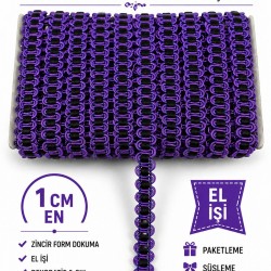 Mor Siyah Chainora Premium Zincir Form Dokuma Dekoratif Şerit &ndash; 1 Metre-CHAINORA-5
