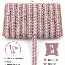 Pudra Beyaz Chainora Premium Zincir Form Dokuma Dekoratif Şerit &ndash; 1 Metre-CHAINORA-6