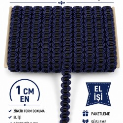 Lacivert Siyah Chainora Premium Zincir Form Dokuma Dekoratif Şerit &ndash; 1 Metre-CHAINORA-9