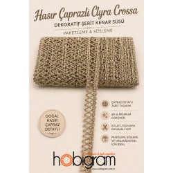 Hasır &Ccedil;aprazlı Clyra Crossa Dekoratif Şerit Kenar S&uuml;s&uuml; 1 Metre Paketleme S&uuml;sleme-CLYRA-10