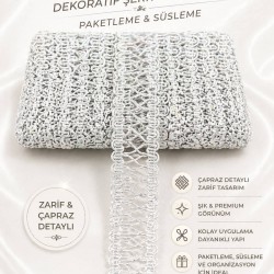Beyaz Clyra Crossa Dekoratif Şerit Kenar S&uuml;s&uuml; 1 Metre Paketleme S&uuml;sleme-CLYRA-3