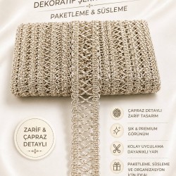 Bej Clyra Crossa Dekoratif Şerit Kenar S&uuml;s&uuml; 1 Metre Paketleme S&uuml;sleme-CLYRA-4