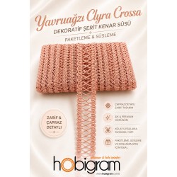 Yavruağzı Clyra Crossa Dekoratif Şerit Kenar S&uuml;s&uuml; 1 Metre Paketleme S&uuml;sleme-CLYRA-5