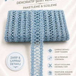 Mavi Clyra Crossa Dekoratif Şerit Kenar S&uuml;s&uuml; 1 Metre Paketleme S&uuml;sleme-CLYRA-8