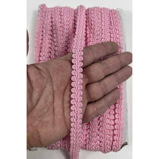 Pembe Simli Cornella Ko&ccedil; Boynuzu Dekoratif Şerit Kenar S&uuml;s&uuml; 1 Metre-CORNELLA-100