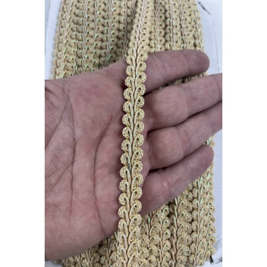 Bej Simli Cornella Ko&ccedil; Boynuzu Dekoratif Şerit Kenar S&uuml;s&uuml; 1 Metre-CORNELLA-101