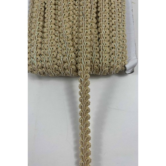 Bej Simli Cornella Ko&ccedil; Boynuzu Dekoratif Şerit Kenar S&uuml;s&uuml; 1 Metre-CORNELLA-101