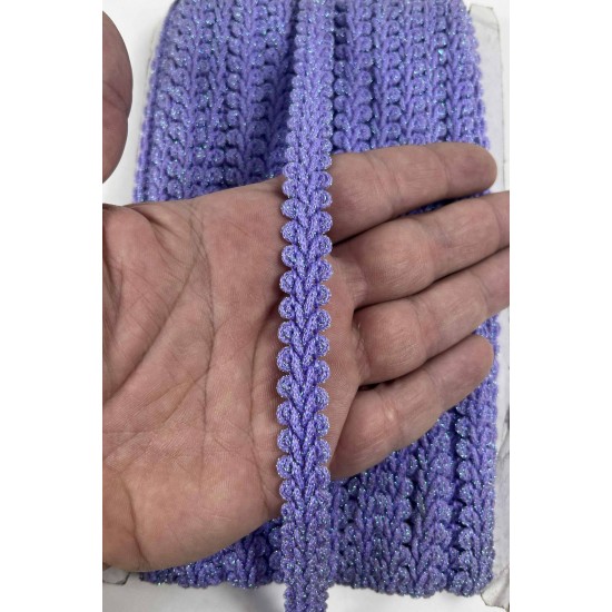 A&ccedil;ık Lila Simli Cornella Ko&ccedil; Boynuzu Dekoratif Şerit Kenar S&uuml;s&uuml; 1 Metre-CORNELLA-102