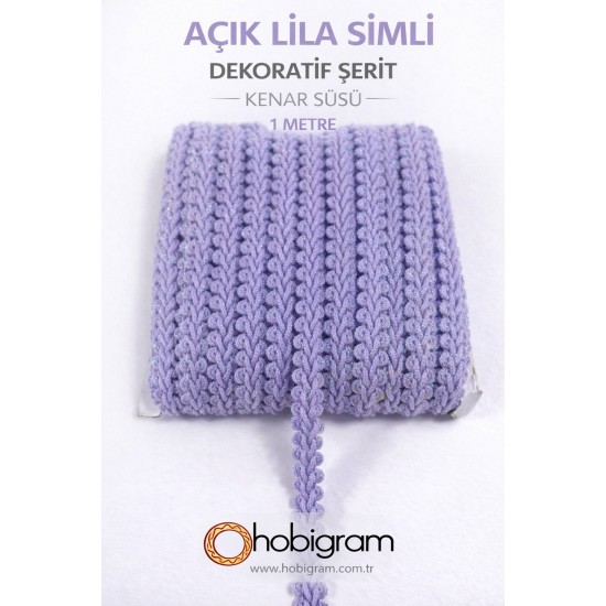 A&ccedil;ık Lila Simli Cornella Ko&ccedil; Boynuzu Dekoratif Şerit Kenar S&uuml;s&uuml; 1 Metre-CORNELLA-102
