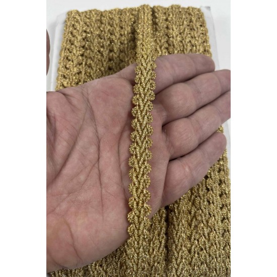 Koyu Gold Simli Cornella Ko&ccedil; Boynuzu Dekoratif Şerit Kenar S&uuml;s&uuml; 1 Metre-CORNELLA-103