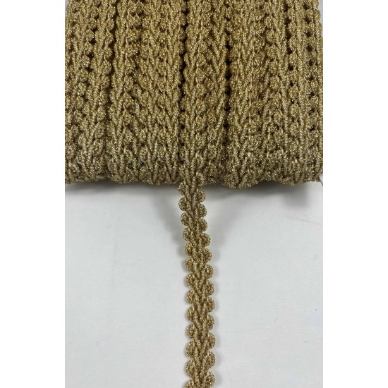 Koyu Gold Simli Cornella Ko&ccedil; Boynuzu Dekoratif Şerit Kenar S&uuml;s&uuml; 1 Metre-CORNELLA-103