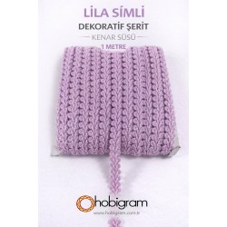 Lila Simli Cornella Ko&ccedil; Boynuzu Dekoratif Şerit Kenar S&uuml;s&uuml; 1 Metre-CORNELLA-104