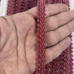 Janjanlı Kırmızı Simli Cornella Ko&ccedil; Boynuzu Dekoratif Şerit Kenar S&uuml;s&uuml; 1 Metre-CORNELLA-105