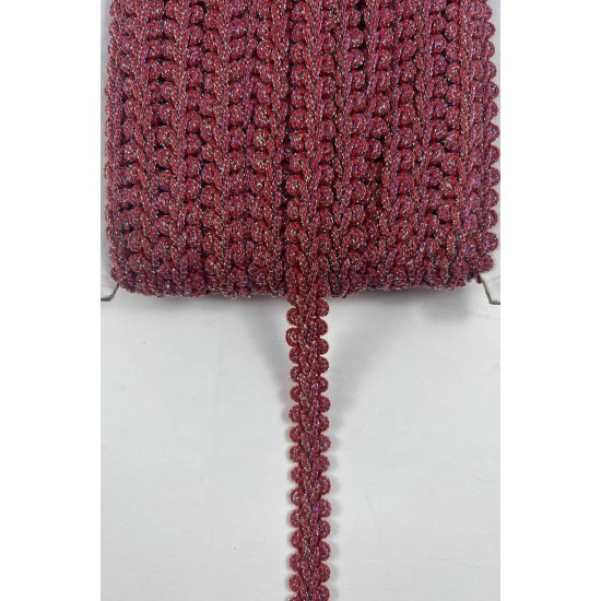 Janjanlı Kırmızı Simli Cornella Ko&ccedil; Boynuzu Dekoratif Şerit Kenar S&uuml;s&uuml; 1 Metre-CORNELLA-105