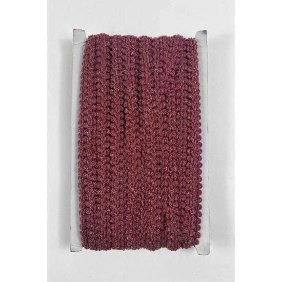 Janjanlı Kırmızı Simli Cornella Ko&ccedil; Boynuzu Dekoratif Şerit Kenar S&uuml;s&uuml; 1 Metre-CORNELLA-105