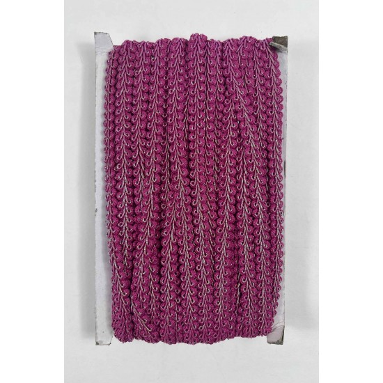 Fuşya G&uuml;m&uuml;ş Simli Cornella Ko&ccedil; Boynuzu Dekoratif Şerit Kenar S&uuml;s&uuml; 1 Metre-CORNELLA-106