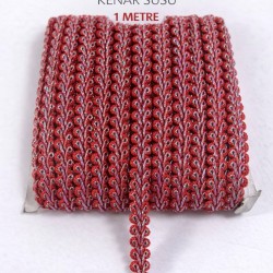 Kırmızı G&uuml;m&uuml;ş Simli Cornella Ko&ccedil; Boynuzu Dekoratif Şerit Kenar S&uuml;s&uuml; 1 Metre-CORNELLA-107