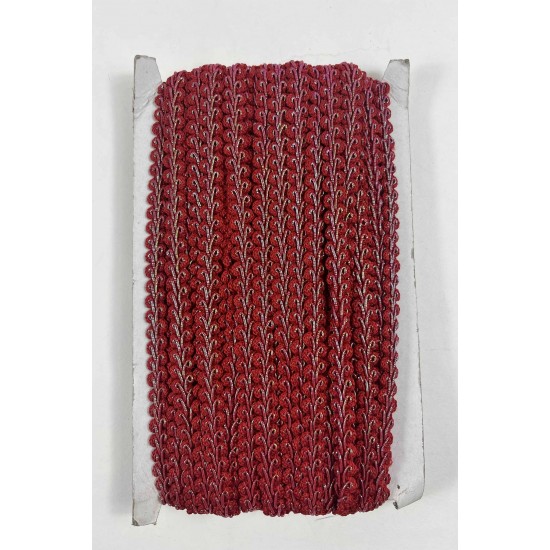 Kırmızı G&uuml;m&uuml;ş Simli Cornella Ko&ccedil; Boynuzu Dekoratif Şerit Kenar S&uuml;s&uuml; 1 Metre-CORNELLA-107