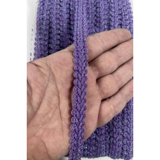 Mavi Lila Simli Cornella Ko&ccedil; Boynuzu Dekoratif Şerit Kenar S&uuml;s&uuml; 1 Metre-CORNELLA-108