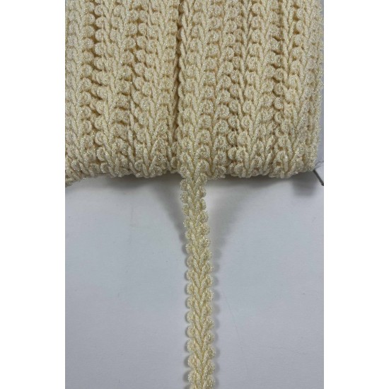 Sarı Simli Cornella Ko&ccedil; Boynuzu Dekoratif Şerit Kenar S&uuml;s&uuml; 1 Metre-CORNELLA-109