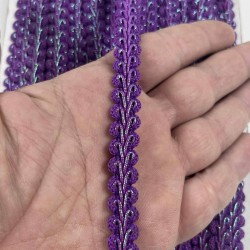 Mor G&uuml;m&uuml;ş Simli Cornella Ko&ccedil; Boynuzu Dekoratif Şerit Kenar S&uuml;s&uuml; 1 Metre-CORNELLA-110