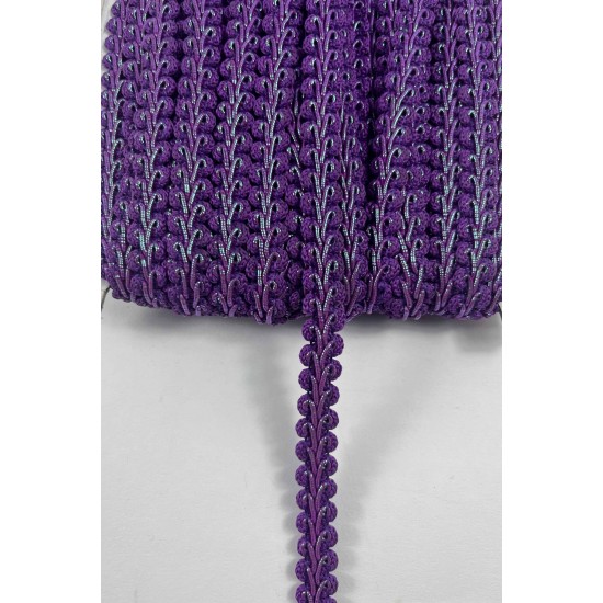 Mor G&uuml;m&uuml;ş Simli Cornella Ko&ccedil; Boynuzu Dekoratif Şerit Kenar S&uuml;s&uuml; 1 Metre-CORNELLA-110