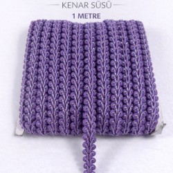 Mor G&uuml;m&uuml;ş Simli Cornella Ko&ccedil; Boynuzu Dekoratif Şerit Kenar S&uuml;s&uuml; 1 Metre-CORNELLA-110