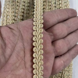 Koyu Bej Simli Cornella Ko&ccedil; Boynuzu Dekoratif Şerit Kenar S&uuml;s&uuml; 1 Metre-CORNELLA-111